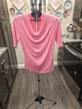 Joan Vass Pink Cowl Neck Blouse